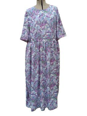 Handmade Mennonite Cape Dress XL Large 46" Bust Summer Purple Green Prairie